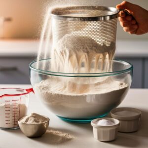 In a medium bowl, sift together 2 cups flour, baking powder, and salt. Set aside.